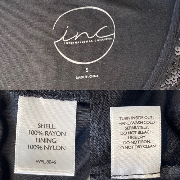 INC International Concepts Cold Shoulder Sequin Top Small Black/Silver - Picture 12 of 13